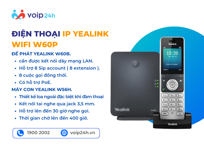 W60P - Điện thoại ip yealink wifi W60P